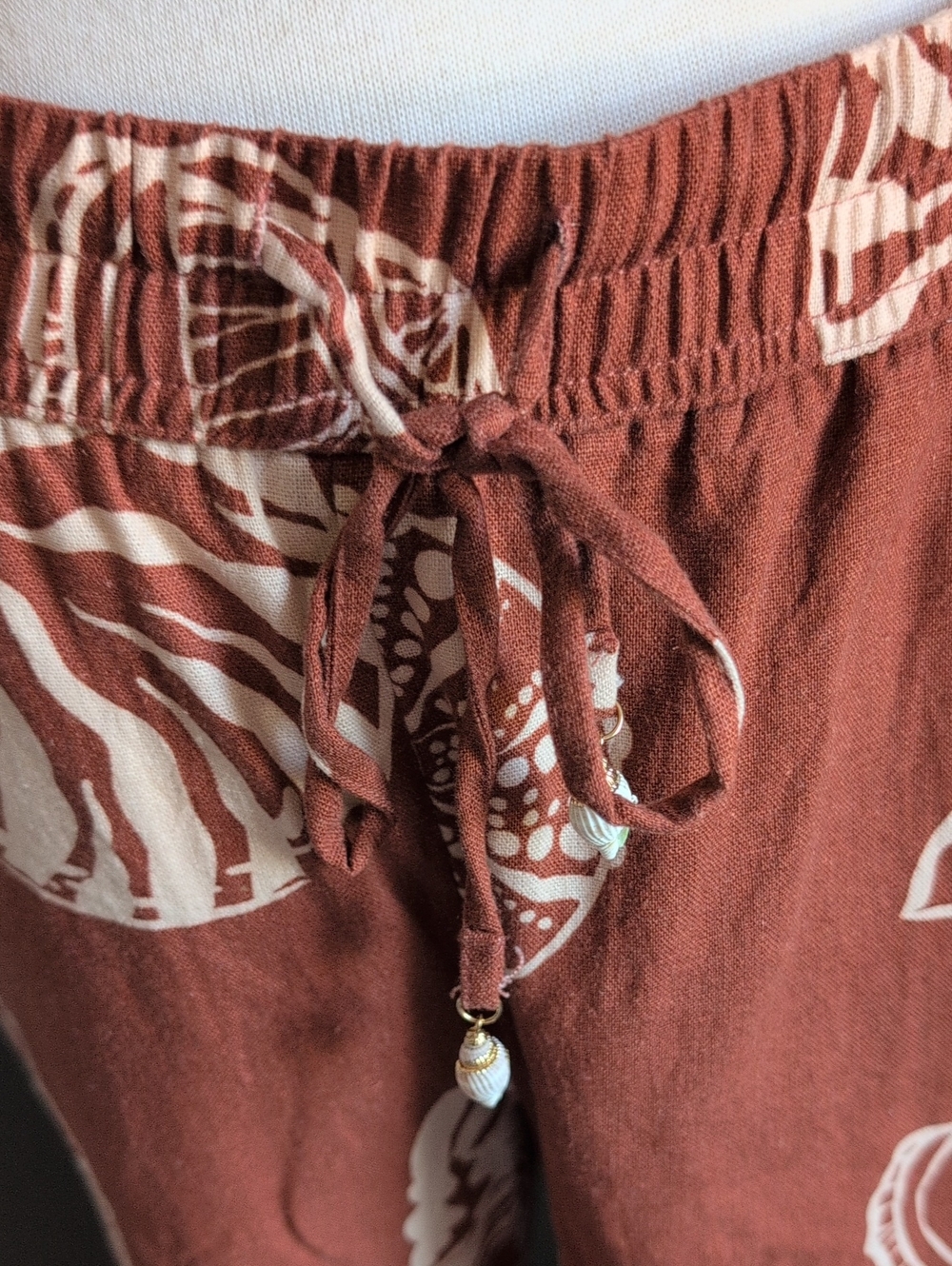 Rachel Zoe Rust and Cream Shell-Print Wide Leg Pants S - Picture 3 of 13